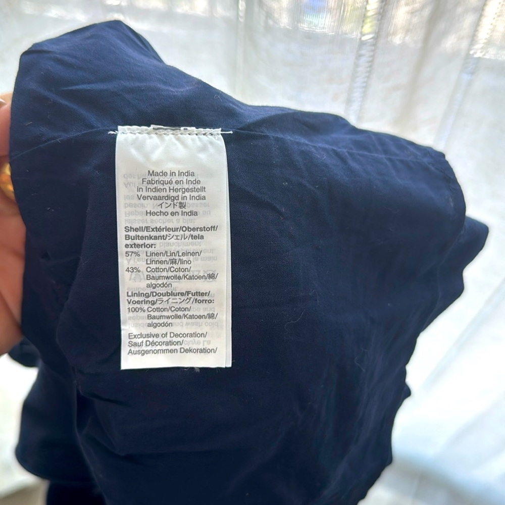 NWT J. Crew Navy Blue Hand Embellished Linen/ Cotton Peplum Tank Size 4 - Picture 13 of 13